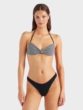 Hunza G Kacey Bikini Black & White Gingham Bandeau - One Size